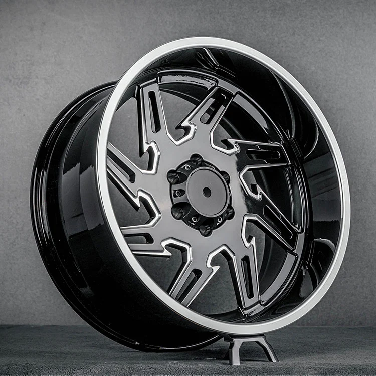 Glanzend zwarte off-road gesmede wielen met gepolijste lip